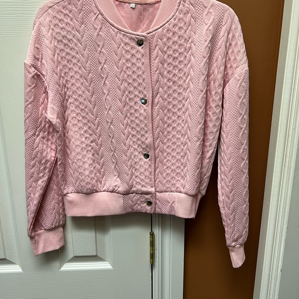 Soft Pink Ribbed Cardigan